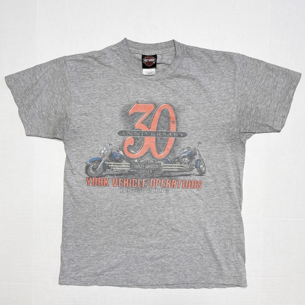 Harley-Davidson 30th Anniversary‎ York Vehicle Operations T-Shirt Mens M Gray